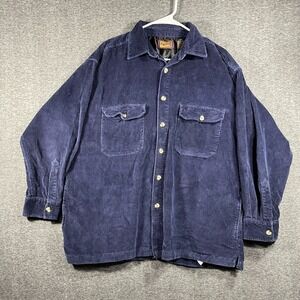 Faded Glory Corduroy Shirt Men's Large Blue Pockets 90s Y2K Grunge Skate Chunky